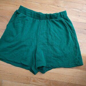 Simon's green terry shorts
